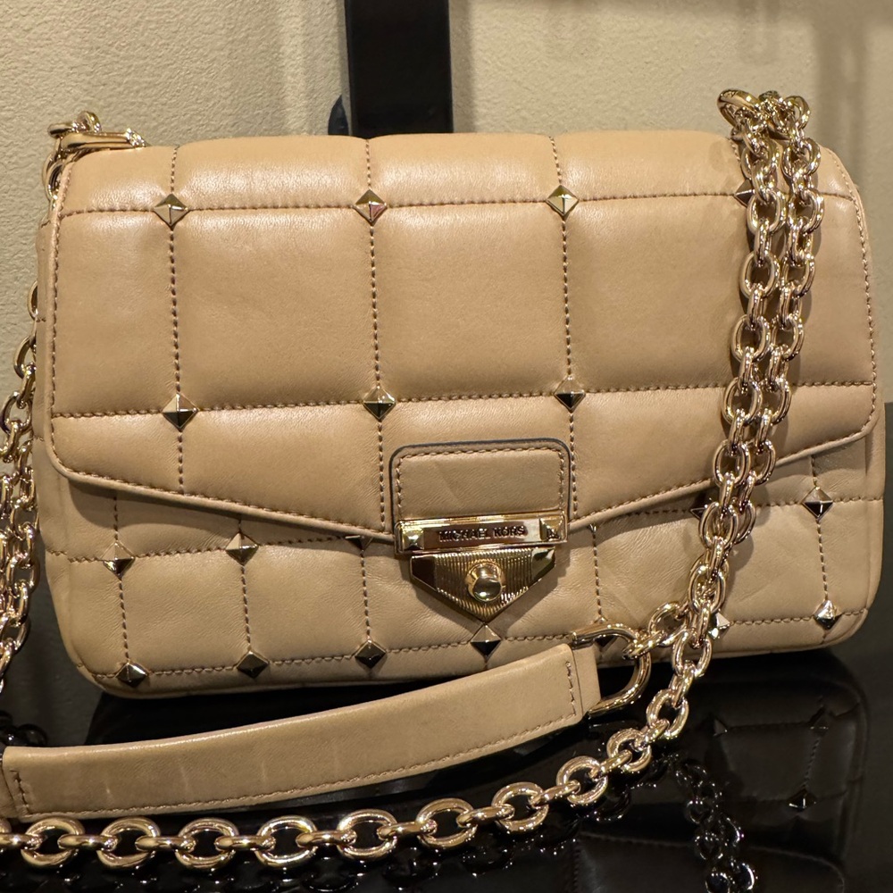 SoHo Large Studded Quilted Leather Shoulder Bag
